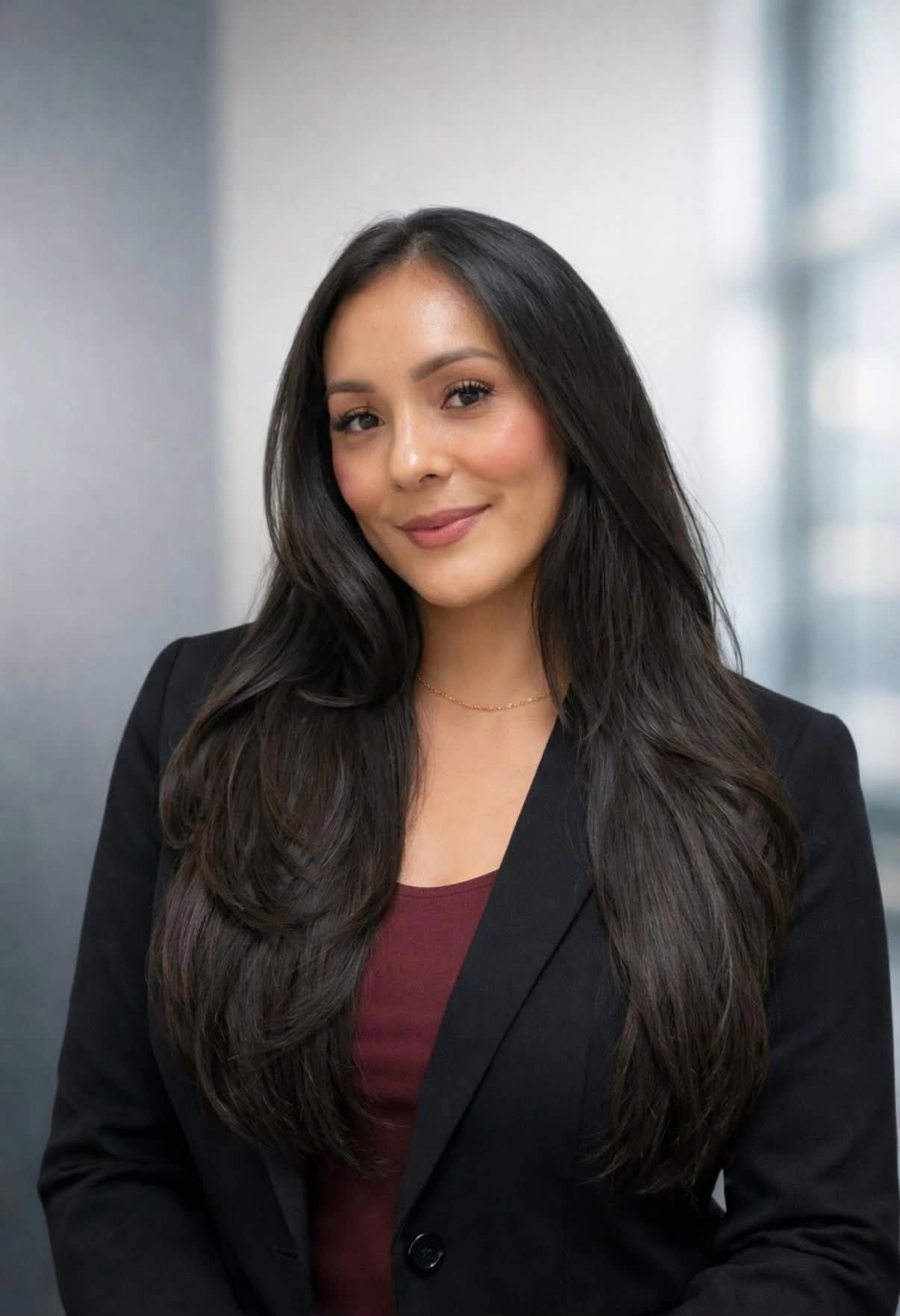 Ada Ortiz, Arizona title rep and growth coach for residential real estate agents, smiling in a black blazer and burgundy top.